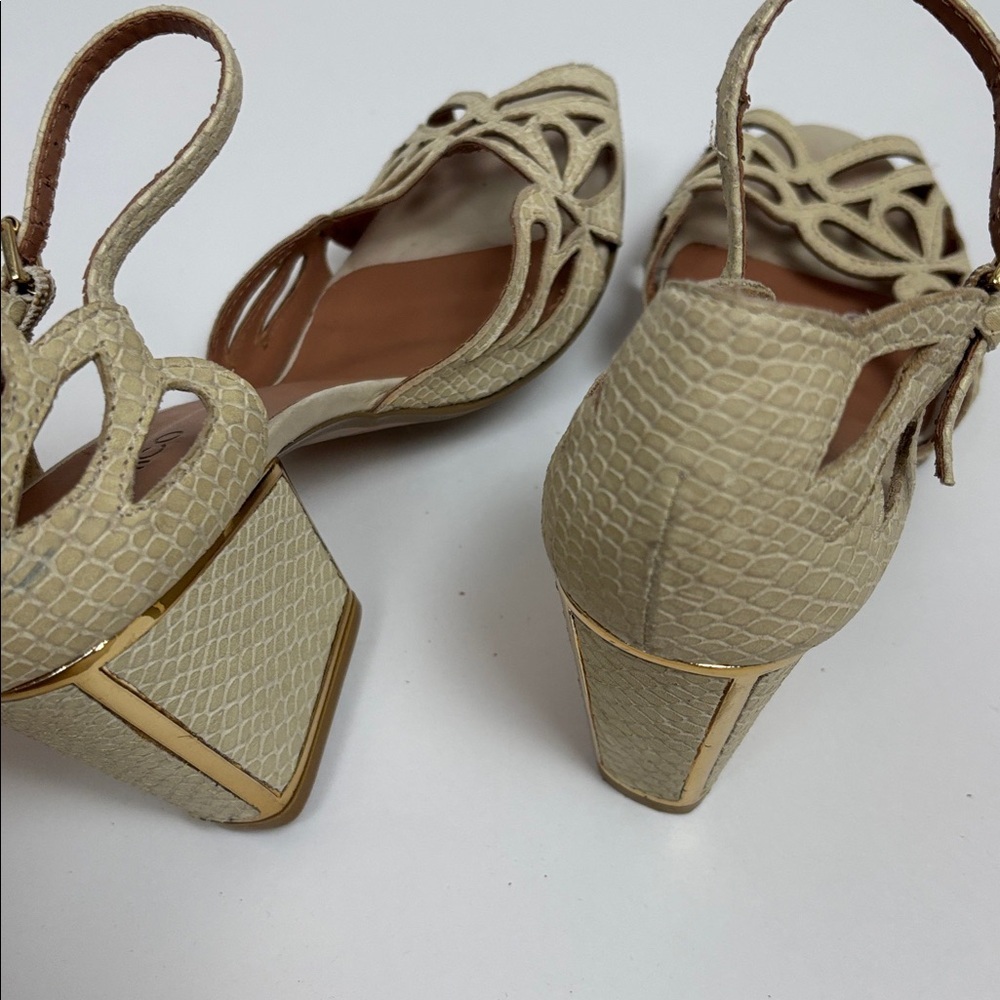 Klub Nico Elegant Beige Women's Chunky Cutout Heels - 10 - Picture 14 of 15